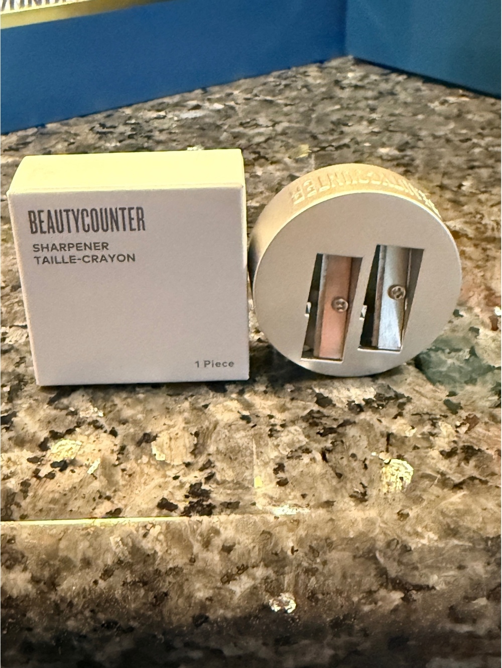 Chrome Silver Metal Beautycounter Dual Pencil Sharpener